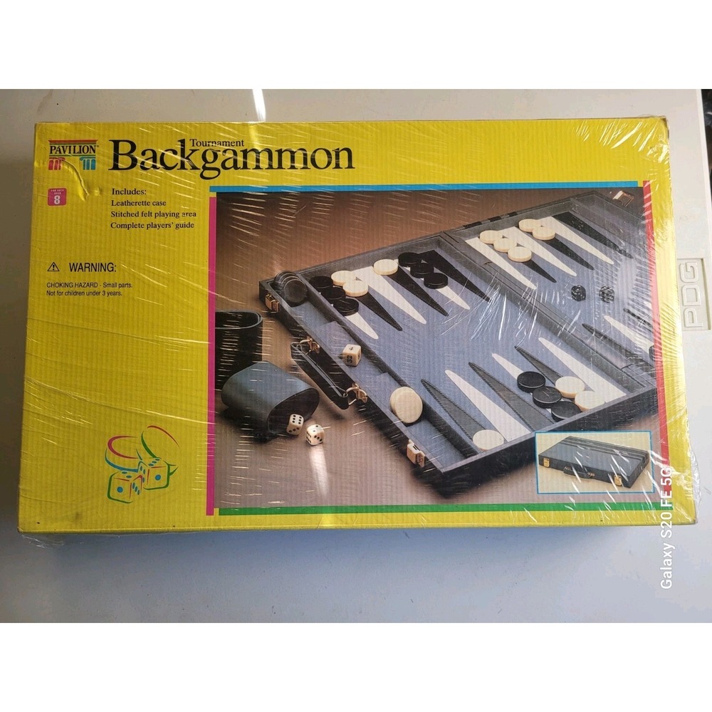 SEALED Vintage 1992 Pavilion Tournament Backgammon Board With Leatherette Case
